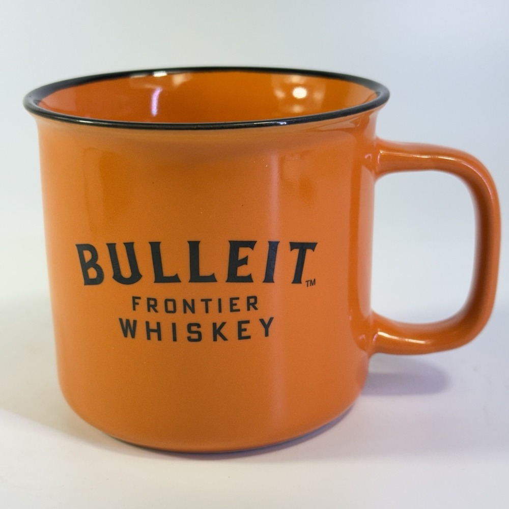 Bulleit ~ Frontier Whiskey ~ Orange Ceramic Campfire Coffee Mug Cup‎ ~ Flawless